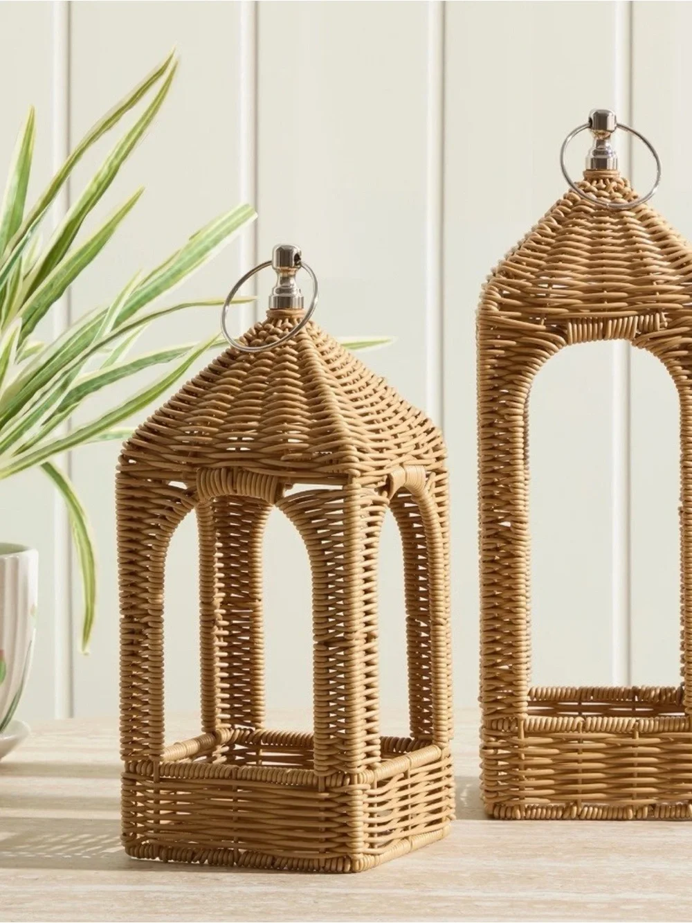 My Texas House Pair of Rattan Lanterns, 12